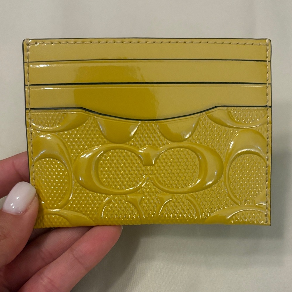 Coach Mustard Embossed Card Holder
